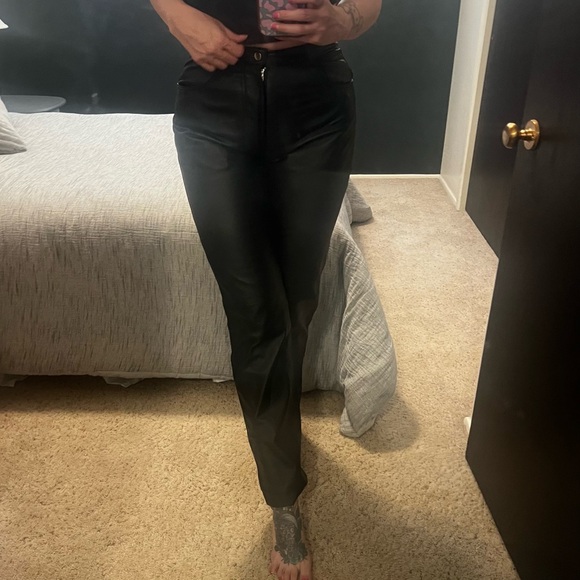 Vintage 80s 90s 100% Leather High Waisted  Pants - Picture 7 of 15